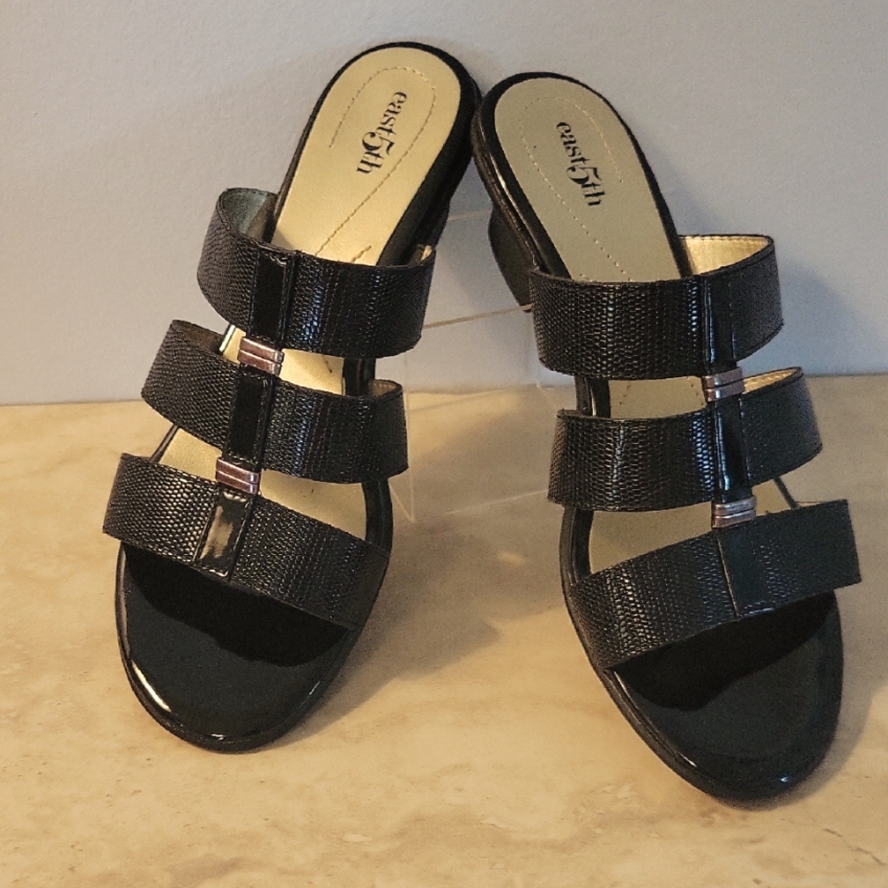 East 5th Elda Black Strappy Women's Sandals Size 7 Medium